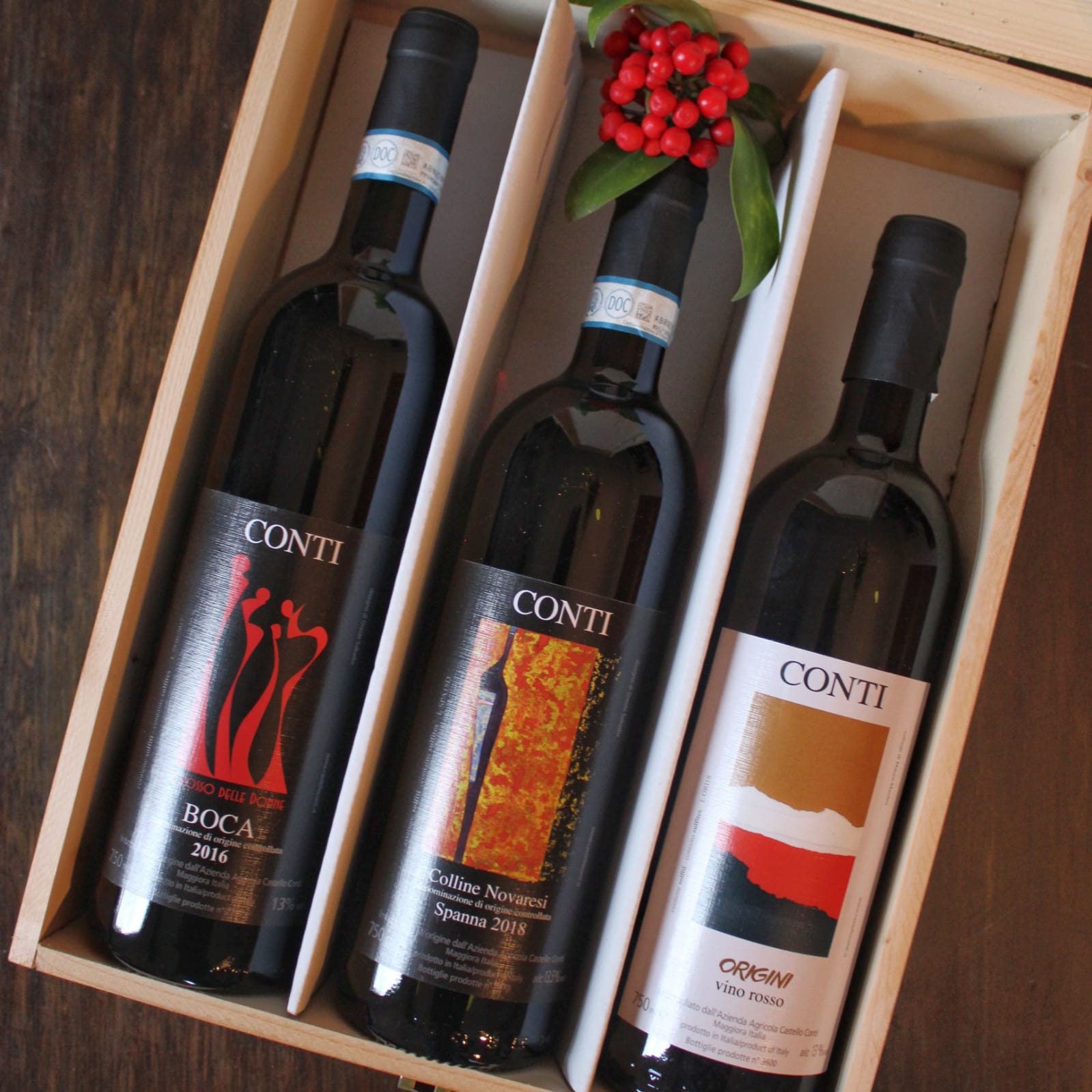 Confezione legno tre vini